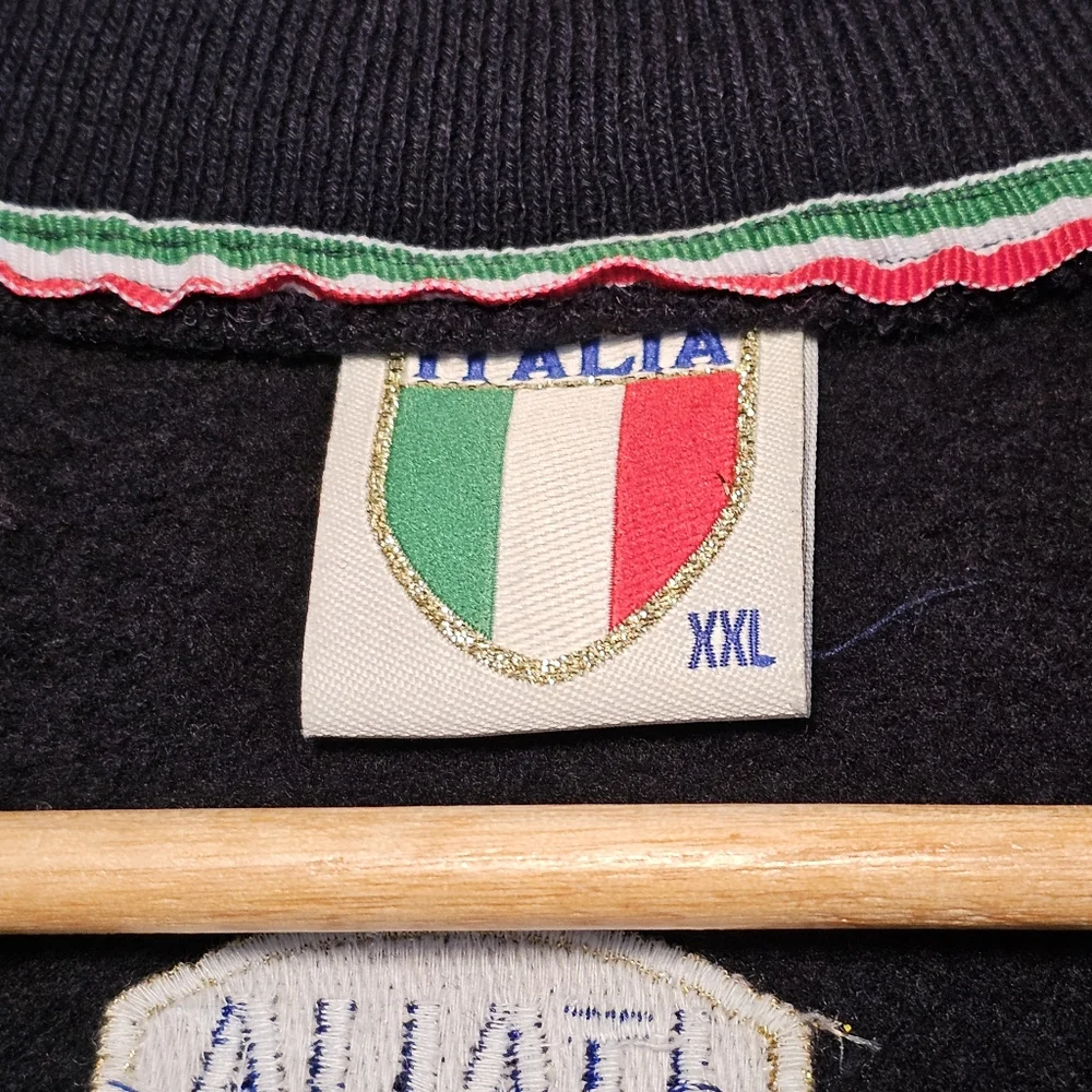 Retro Italia Track Jacket Full Zip Black Red Green White Trim Italy Flag Mens XL - Picture 7 of 12